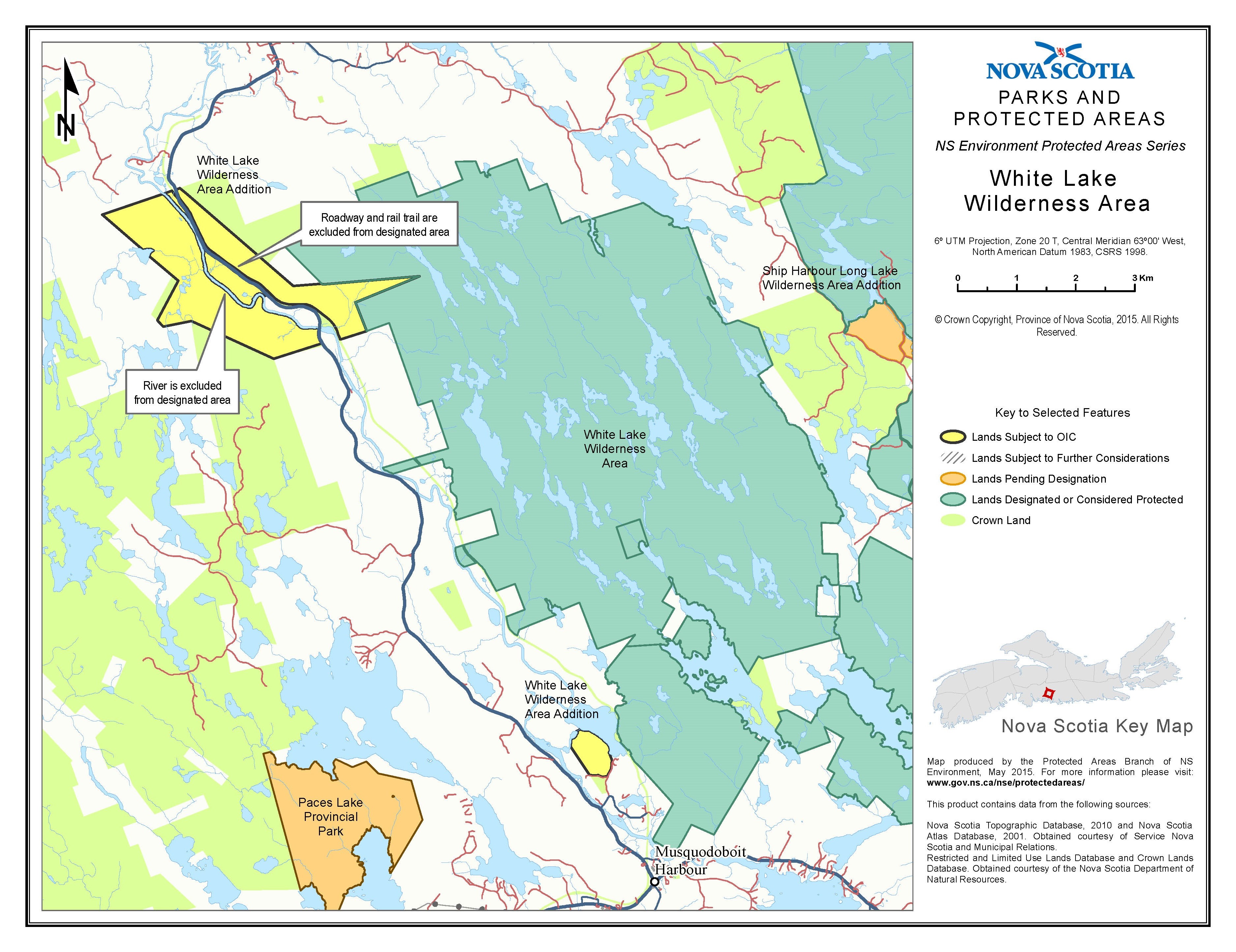 Approximate boundaries of White Lake Wilderness Area